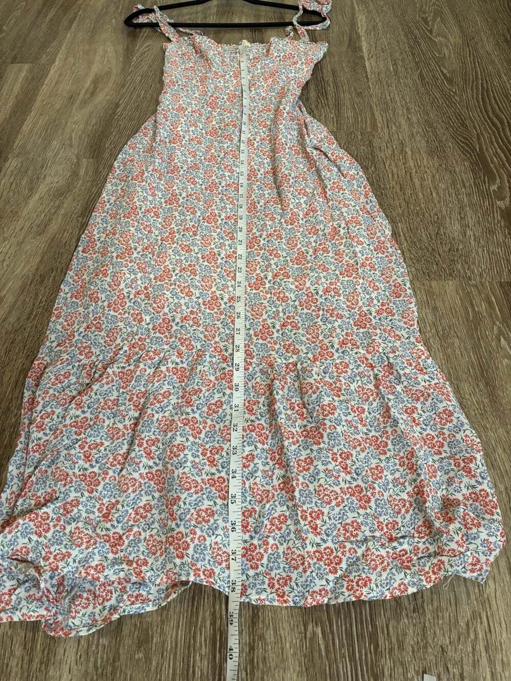 Reformation Nikita Dress in Blue & Red Floral Size 2 Midi Bow Tie Straps - Picture 8 of 10